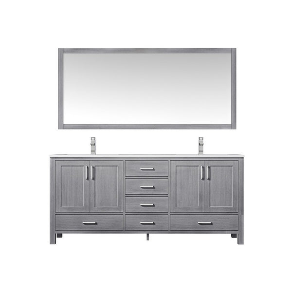 Jacques 72" Distressed Grey Double Sink Vanity Set with White Carrara ...