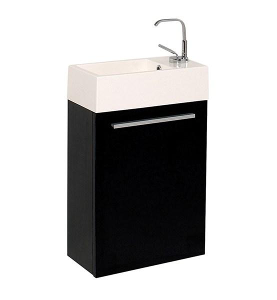 Fresca Pulito Small Black Modern Bathroom Vanity with Tall Mirror