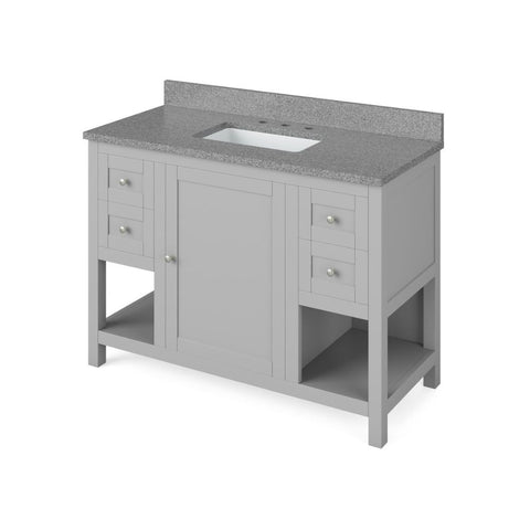 Image of Details of the 48" Gray Astoria Vanity, Steel Grey Cultured Marble Vanity Top, undermount rectangle bowl by Jeffrey Alexander | VKITAST48GRSGR