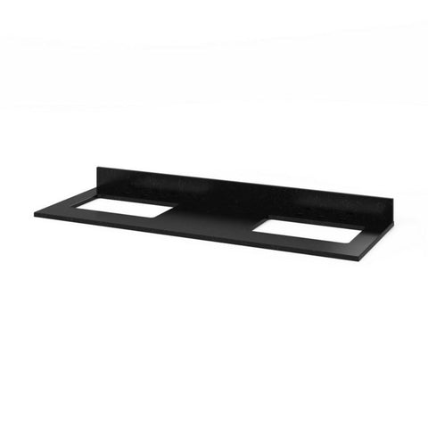 Image of Wavecrest Contemporary Grey 60" Double Rectangle Sink Vanity, Black Granite Top | VKITWAV60GRBGR