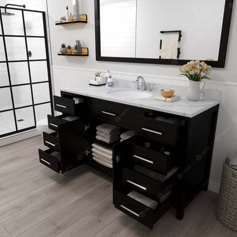 Image of Soft-closing door hinges and drawer glides provide added luxury, safety, and longevity. Each Caroline vanity is handcrafted with a 2" solid wood birch frame built to last a lifetime.