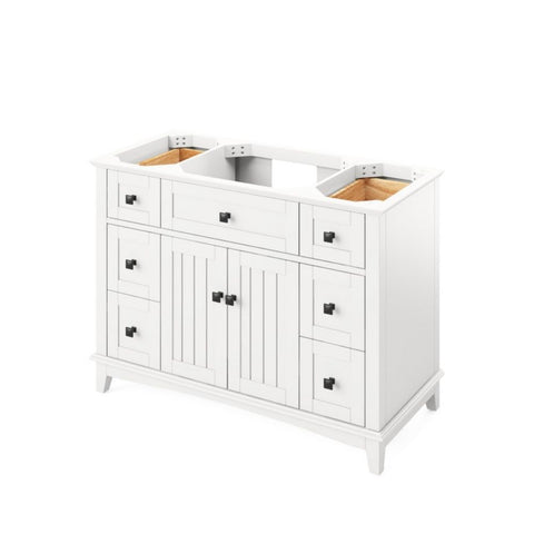 Image of Savino Transitional White 48" Rectangle Sink Vanity with Steel Grey Cultured Marble Top | VKITSAV48WHSGR