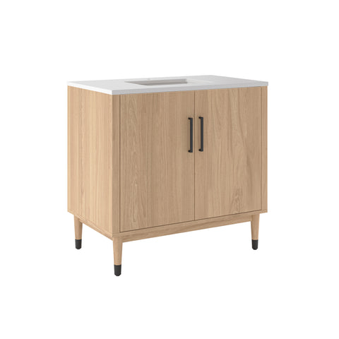 Image of Fresca Sawyer 36" Freestanding Bathroom Vanity Set in Sunburst Oak