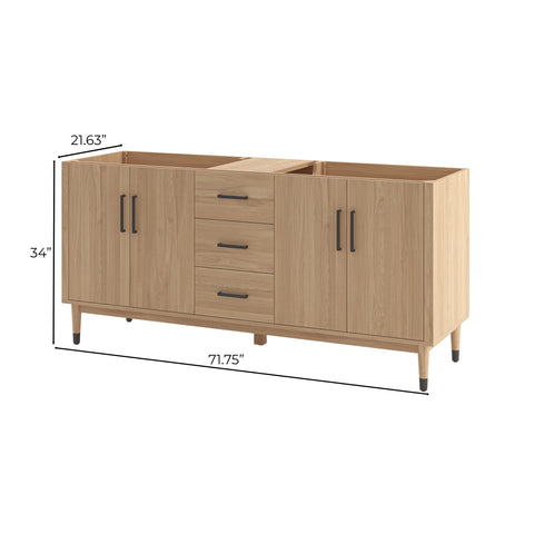 Image of Fresca Sawyer 72" Freestanding Bathroom Vanity Set in Sunburst Oak