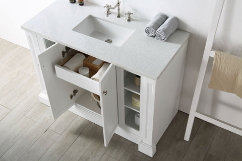 Image of 48" WOOD SINK VANITY WITH QUARTZ TOP-NO FAUCET IN WHITE WH7248-W