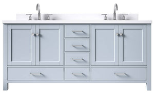 Ariel Cambridge Grey Transitional 73" Double Rectangle Sink Vanity w/ White Quartz Countertop | A073DWQRVOGRY