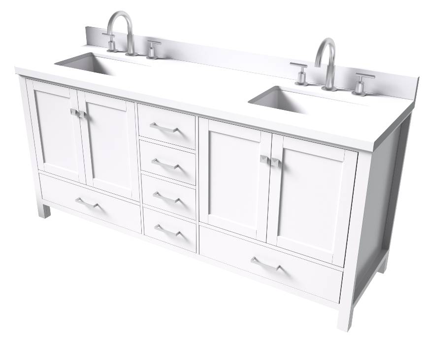  ARIEL Cambridge White Double Sink Bathroom Vanity 73