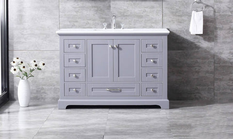 Image of Dukes Modern Dark Grey 48" Single Vanity with Quartz Top, No Mirror