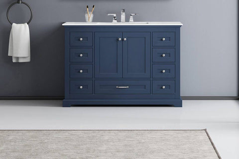 Image of Dukes Modern Navy Blue 48" Single Vanity with Quartz Top, No Mirror