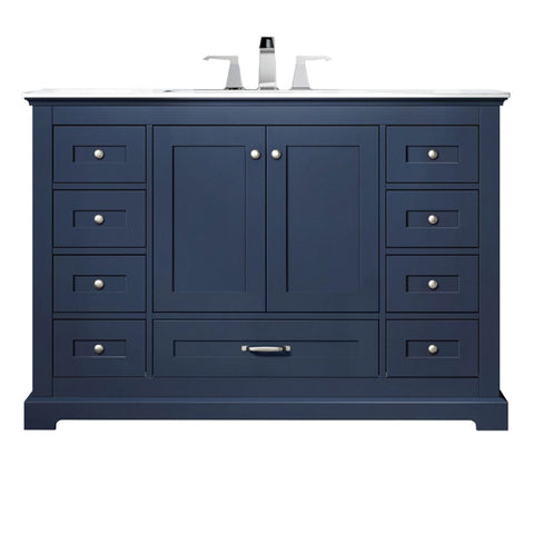 Image of Dukes Modern Navy Blue 48" Single Vanity with Quartz Top, No Mirror