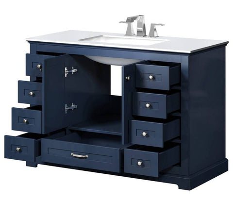 Image of Dukes Modern Navy Blue 48" Single Vanity with Quartz Top, No Mirror