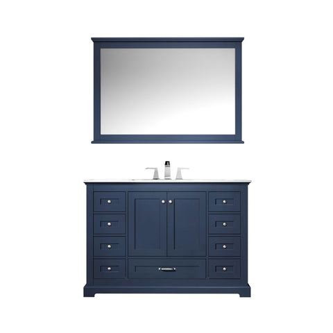 Image of Dukes Modern Navy Blue 48" Single Vanity with Quartz Top, With Faucet and Mirror