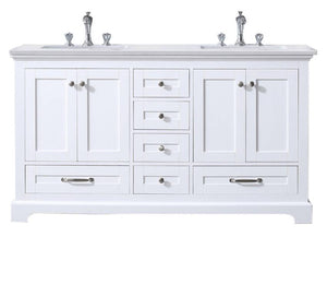 Dukes Modern White 60" Double Vanity with Quartz Top, No Mirror