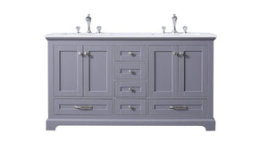 Dukes Modern Daek Grey 60" Double Vanity with Quartz Top, No Mirror