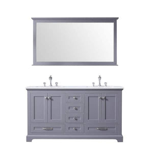 Dukes Modern Dark Grey 60" Double Vanity with Quartz Top, With Faucet and Mirror