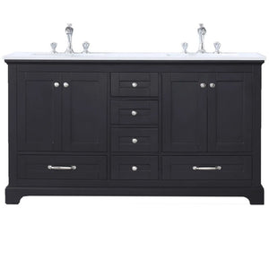 Dukes Modern Espresso 60" Double Vanity with Quartz Top, No Mirror