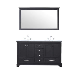 Dukes Modern Espresso 60" Double Vanity with Quartz Top With Mirror