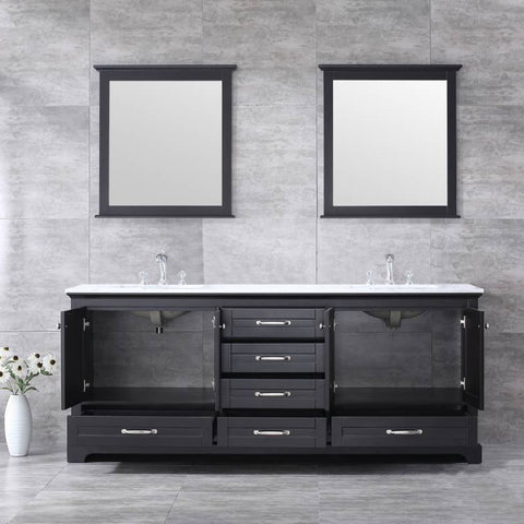 Image of Lexora Dukes Transitional Espresso 80" Double Vanity Set | LD342280DGDSM30F