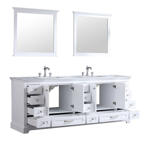 Image of Lexora Dukes Transitional White 84" Double Vanity Set | LD342284DADSM34F