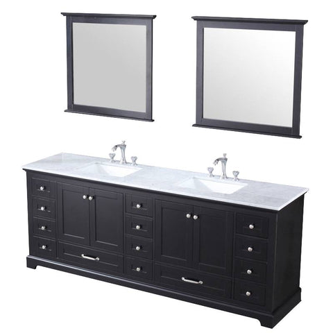 Image of Lexora Dukes Transitional Espresso 84" Double Vanity Set | LD342284DGDSM34F