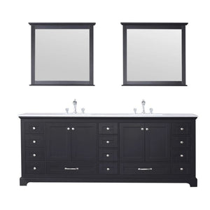 Dukes Modern Espresso 84" Double Vanity with Quartz Top With Mirror