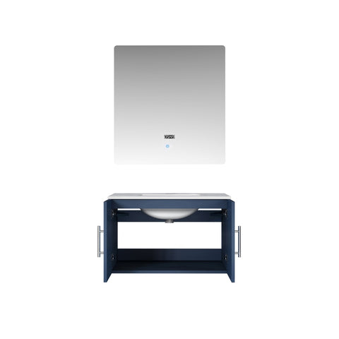 Image of Lexora Geneva Transitional Navy Blue 30" Single Sink Vanity with 30" Led Mirror | LG192230DEDSLM30