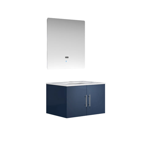 Image of Lexora Geneva Transitional Navy Blue 30" Single Sink Vanity with 30" Led Mirror | LG192230DEDSLM30