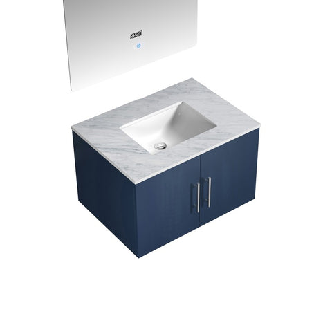 Image of Lexora Geneva Transitional Navy Blue 30" Single Sink Vanity with 30" Led Mirror | LG192230DEDSLM30