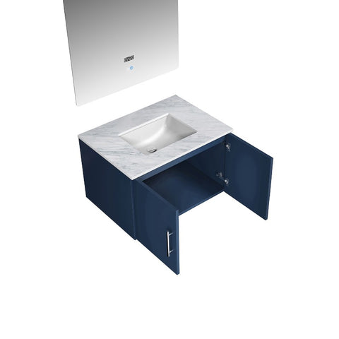 Image of Lexora Geneva Transitional Navy Blue 30" Single Sink Vanity with 30" Led Mirror | LG192230DEDSLM30