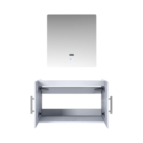 Image of Lexora Geneva Transitional Glossy White 30" Vanity with 30" Led Mirror, no Top | LG192230DM00LM30