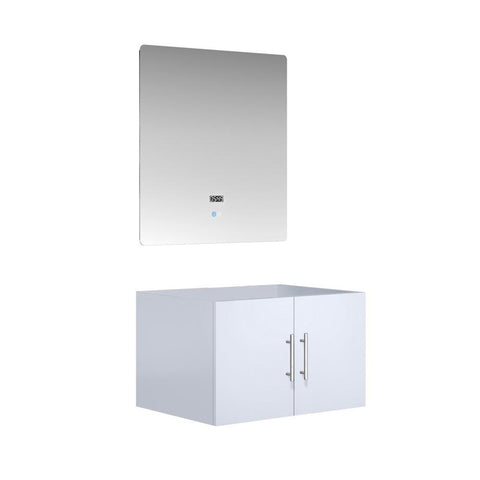 Image of Lexora Geneva Transitional Glossy White 30" Vanity with 30" Led Mirror, no Top | LG192230DM00LM30