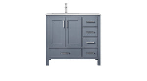 Jacques Modern Dark Grey 36" Single Sink Vanity - Left Version | LJ342236SBWQ000L