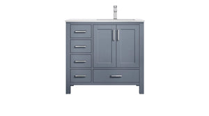 Jacques Modern Dark Grey 36" Single Sink Vanity - Right Version | LJ342236SBWQ000R