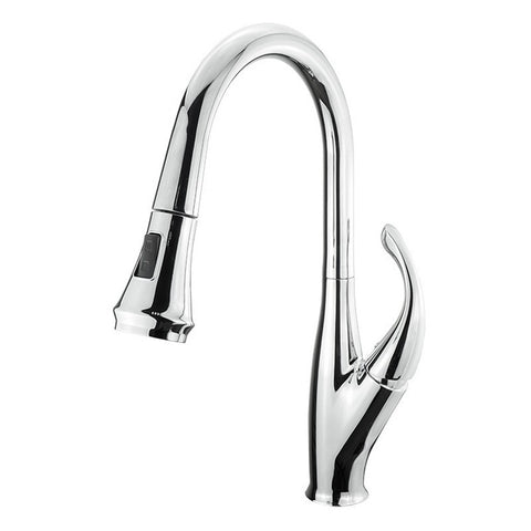 Image of Lexora Garbatella Brass Kitchen Faucet w/ Pull Out Sprayer - Chrome | LKFS9011CH