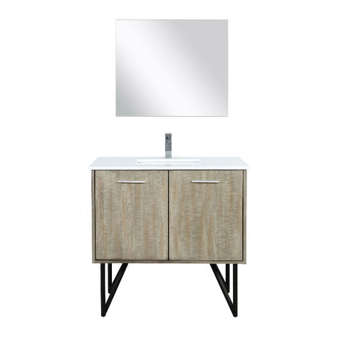 Image of Lexora Lancy Modern 36" Rustic Acacia Square Sink Bathroom Vanity Set w/ Monte Chrome Faucet | LLC36SKSOSM28FCH