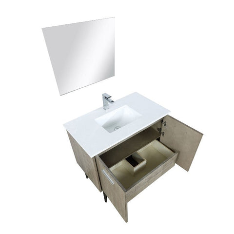 Image of Lexora Lancy Modern 36" Rustic Acacia Square Sink Bathroom Vanity Set w/ Monte Chrome Faucet | LLC36SKSOSM28FCH