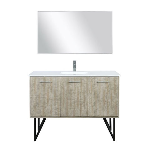 Image of Lexora Lancy Modern 48" Rustic Acacia Square Sink Bathroom Vanity Set w/ Monte Chrome Faucet | LLC48SKSOSM43FCH