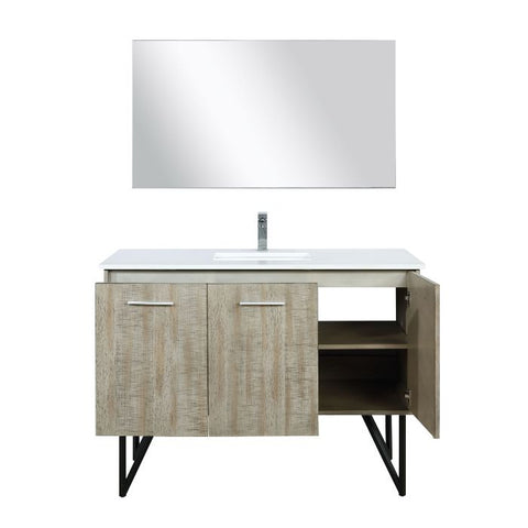 Image of Lexora Lancy Modern 48" Rustic Acacia Square Sink Bathroom Vanity Set w/ Balzani Gun Metal Faucet | LLC48SKSOSM43FGM