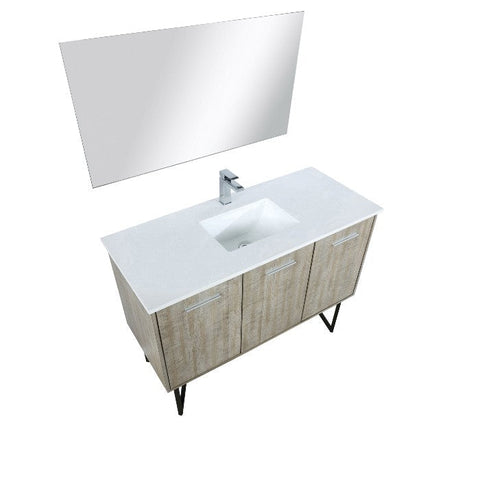 Image of Lexora Lancy Modern 48" Rustic Acacia Square Sink Bathroom Vanity Set w/ Balzani Gun Metal Faucet | LLC48SKSOSM43FGM