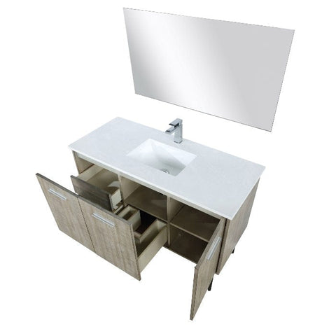 Image of Lexora Lancy Modern 48" Rustic Acacia Square Sink Bathroom Vanity Set w/ Balzani Gun Metal Faucet | LLC48SKSOSM43FGM