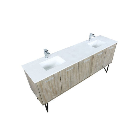 Image of Lexora Lancy Modern 80" Rustic Acacia Square Sink Bathroom Vanity Set w/ Balzani Gun Metal Faucet | LLC80DKSOS000FGM