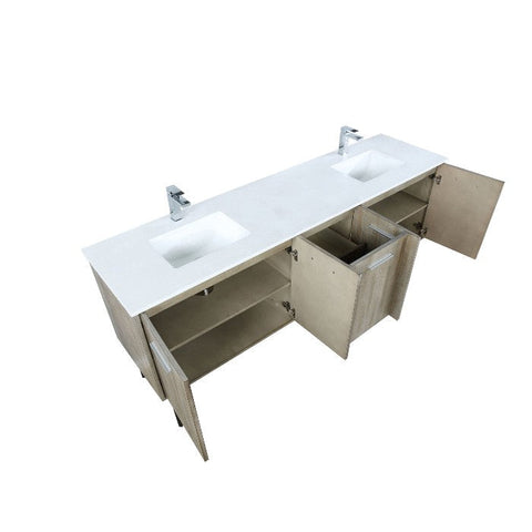 Image of Lexora Lancy Modern 80" Rustic Acacia Square Sink Bathroom Vanity Set w/ Balzani Gun Metal Faucet | LLC80DKSOS000FGM