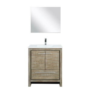 Lexora Lafarre Contemporary 30" Rustic Acacia Single Sink Bathroom Vanity Set w/ Balzani Gun Metal Faucet | LLF30SKSOSM28FGM