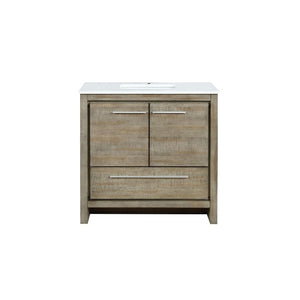 Lexora Lafarre Contemporary 36" Rustic Acacia Single Sink Bathroom Vanity with White Quartz Top | LLF36SKSOS000