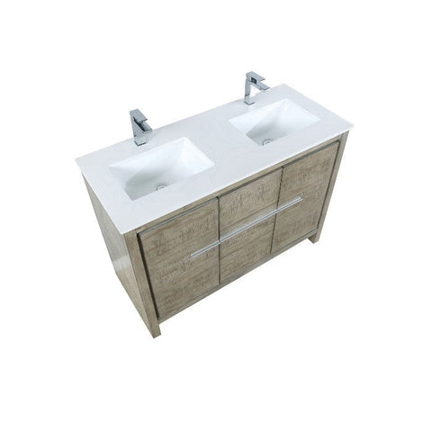 Image of Lexora Lafarre Contemporary 48" Rustic Acacia Double Sink Bathroom Vanity w/ Labaro Rose Gold Faucet | LLF48SKSOS000FRG