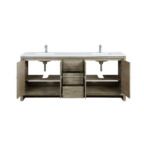 Image of Lexora Lafarre Contemporary 80" Rustic Acacia Double Sink Bathroom Vanity w/ Balzani Gun Metal Faucet | LLF80DKSOD000FGM