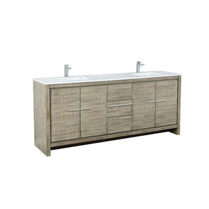 Lexora Lafarre Contemporary 80" Rustic Acacia Double Sink Bathroom Vanity w/ Labaro Brushed Nickel Faucet | LLF80DKSOD000FBN