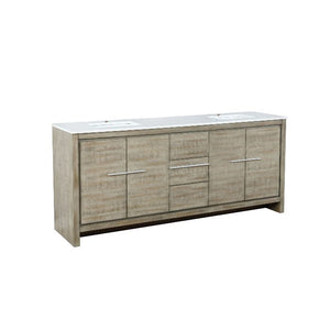 Lexora Lafarre Contemporary 80" Rustic Acacia Double Sink Bathroom Vanity with White Quartz Top | LLF80DKSOD000