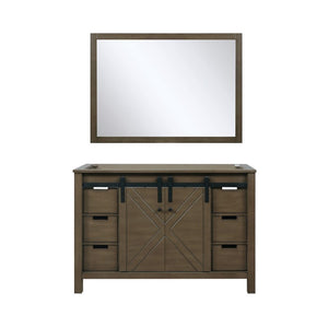 Marsyas 48" Rustic Brown Single Vanity, no Top and 44" Mirror | LM342248SK00M44