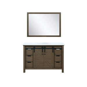 Marsyas 48" Rustic Brown Single Vanity, White Quartz Top and 44" Mirror | LM342248SKCSM44